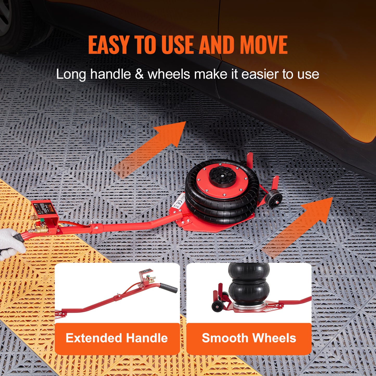 3 Ton Pneumatic Air Jack 6600 lbs Triple Bag Airbag Jack, 5.5"-17.7" Lift Range, 3-5 Second Fast Lift, Six Steel Pipes, Adjustable Handle – VEVOR Car & Garage Jack