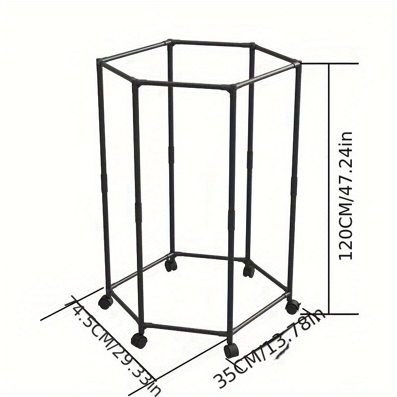 [Rotatable Clothing Rack] Sturdy 16mm Metal Tube Hexagonal Rotatable Clothing Rack with Wheels | Freestanding Vertical Garment Hanger, Portable Design for Efficient Clothes Storage and Display, Black/ White, Laundry Room Organizer