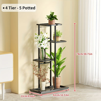 Multi-Tier Iron Plant Stand with Flower Shelf – 4, 5 & 6 Layer Indoor Outdoor Planter Rack for Potted Plants, Balcony, Patio, Living Room & Garden Display
