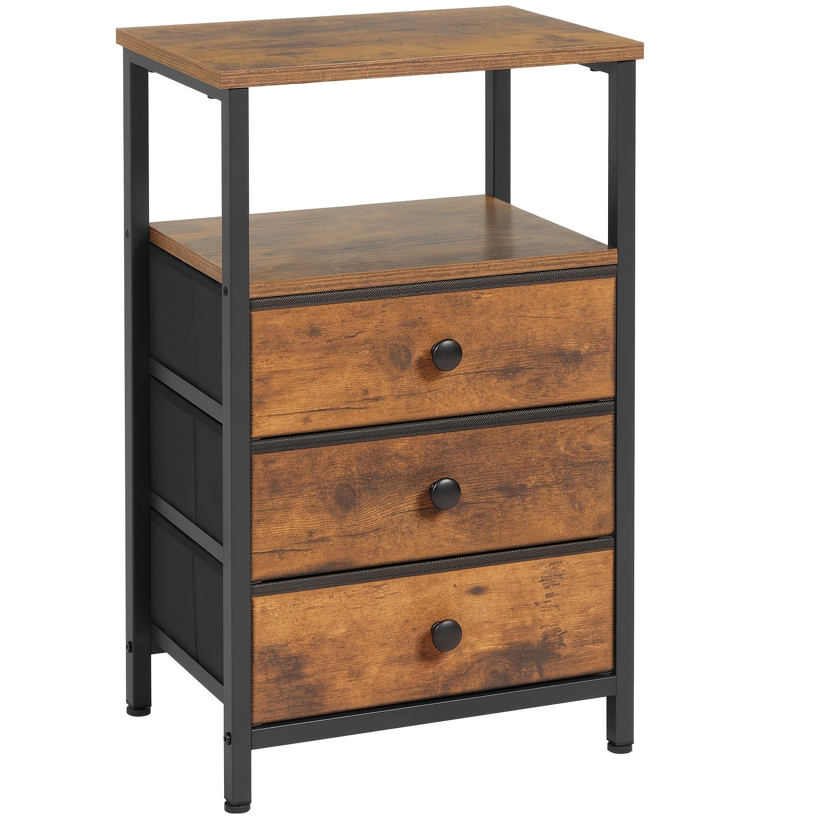 AMHANCIBLE Nightstands 1 Pcs, Modern Night Stand With 3 Fabric Storage Drawers, Suitable For Living Room And Bedroom