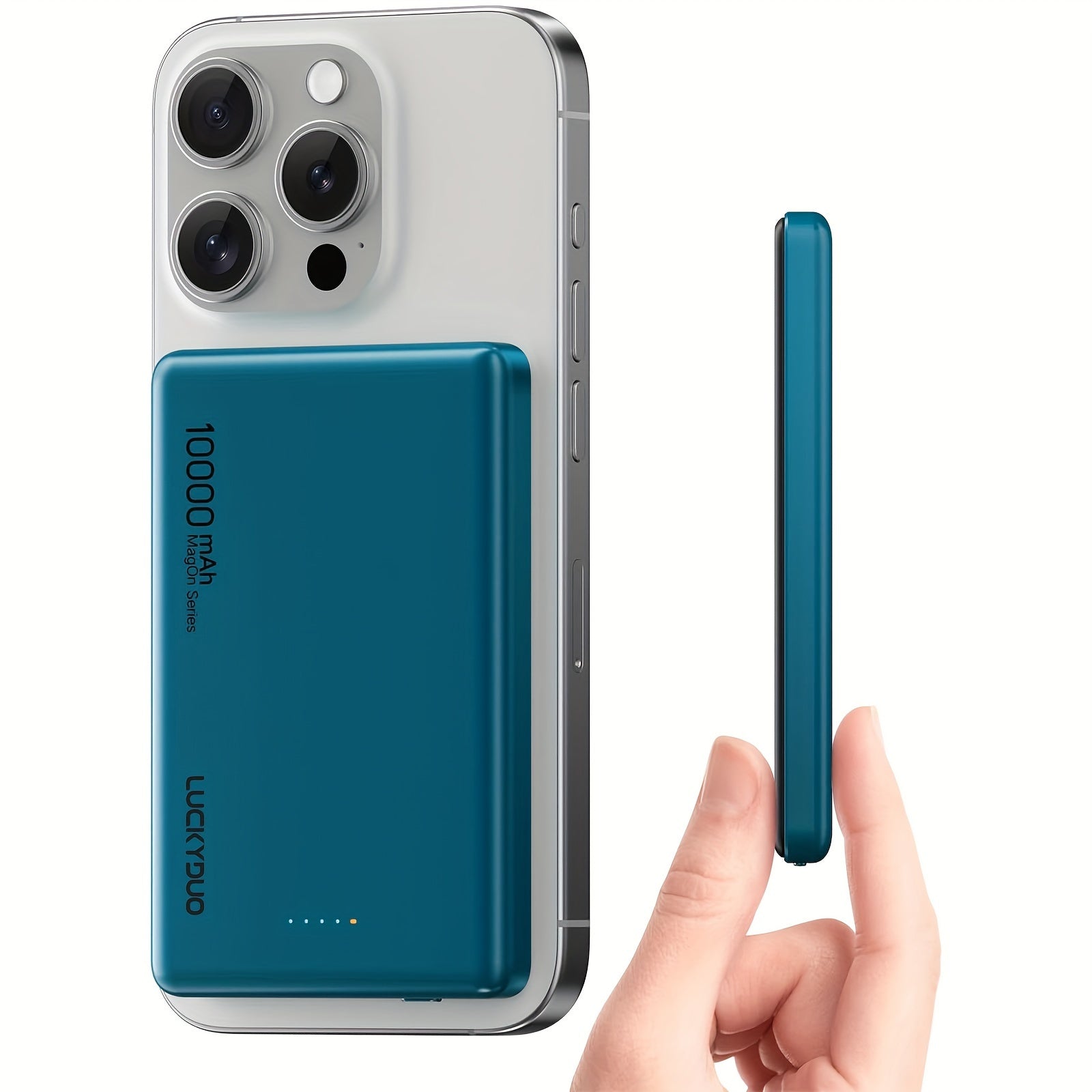 Magnetic Wireless Power Bank 10000mAh Slim, MagSafe Compatible Portable Charger for iPhone 15/14/13/12 Series, Aluminum Alloy, LED Indicator, Dual Device Charging, Travel-Friendly Battery Pack