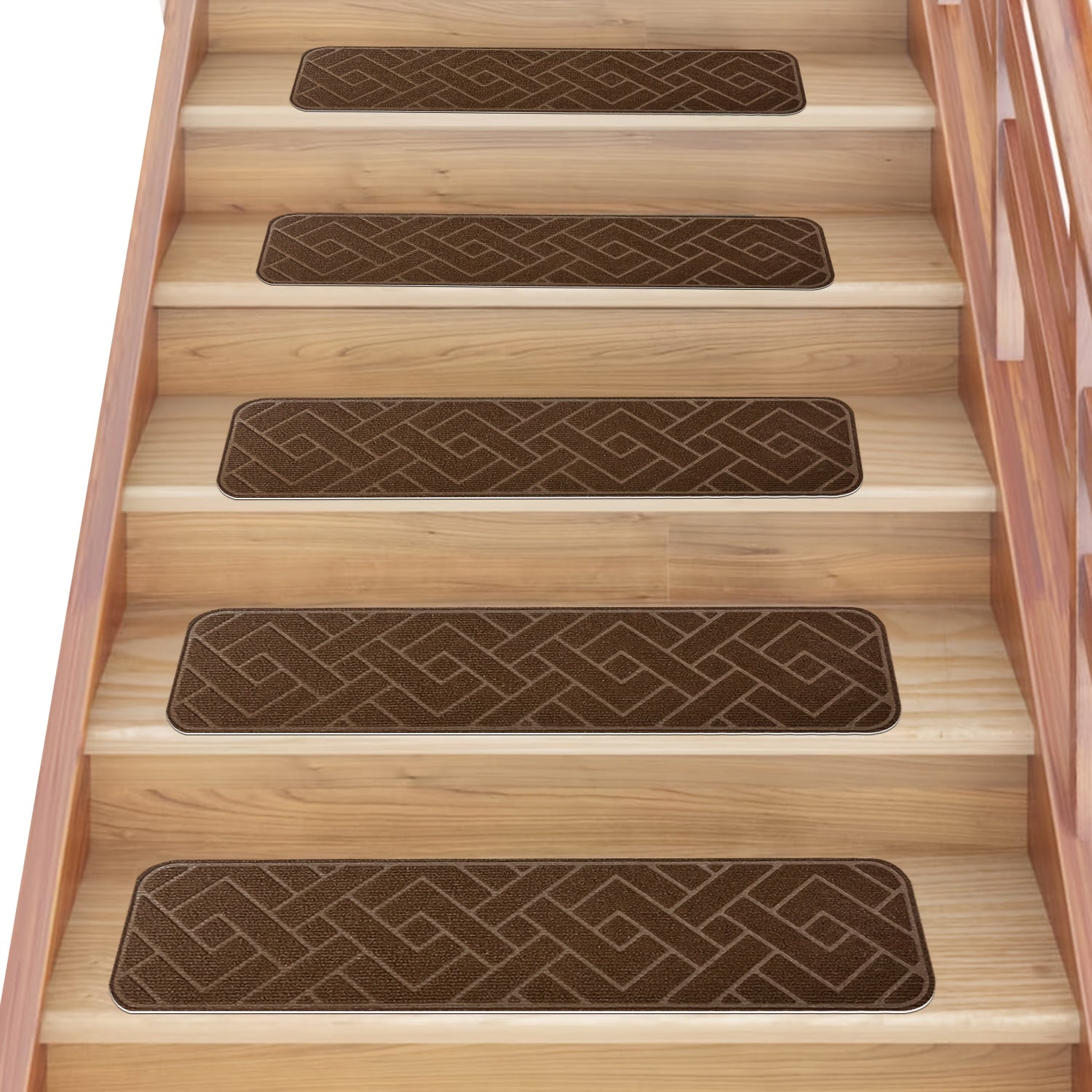 Anti-Slip Self-Adhesive Stair Treads – 3D Embossed, 30x8 Inch, 7/15-Piece Set, Indoor & Outdoor Stair Mats for Pets & Seniors, No-Tool Install, Scratch Resistant, Cut-to-Fit Design