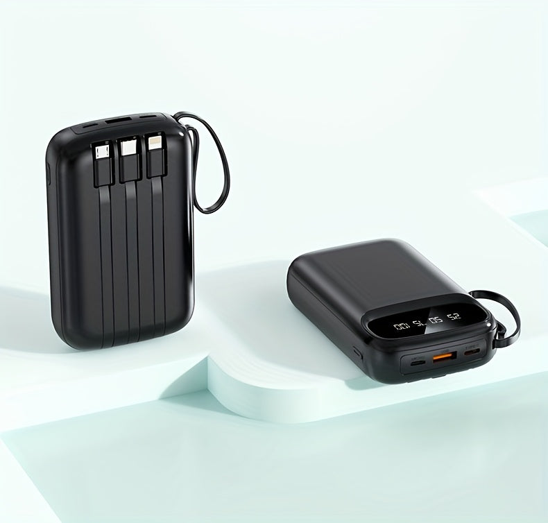 50000Mah Portable Large Capacity Mobile Power Bank, Comes with Four Data Cables/Lanyard/Led Power Display, Suitable for Fast Charging of Mobile Phones Such As Iphone/Android And Digital Electronic Products, Outdoor Portable Emergency Power Bank