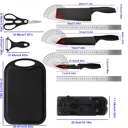 7-Piece Black Chef Knife Set with Block – Extremely Sharp Rust-Resistant Stainless Steel Kitchen Knives, Ergonomic Handle, Universal Knife Holder