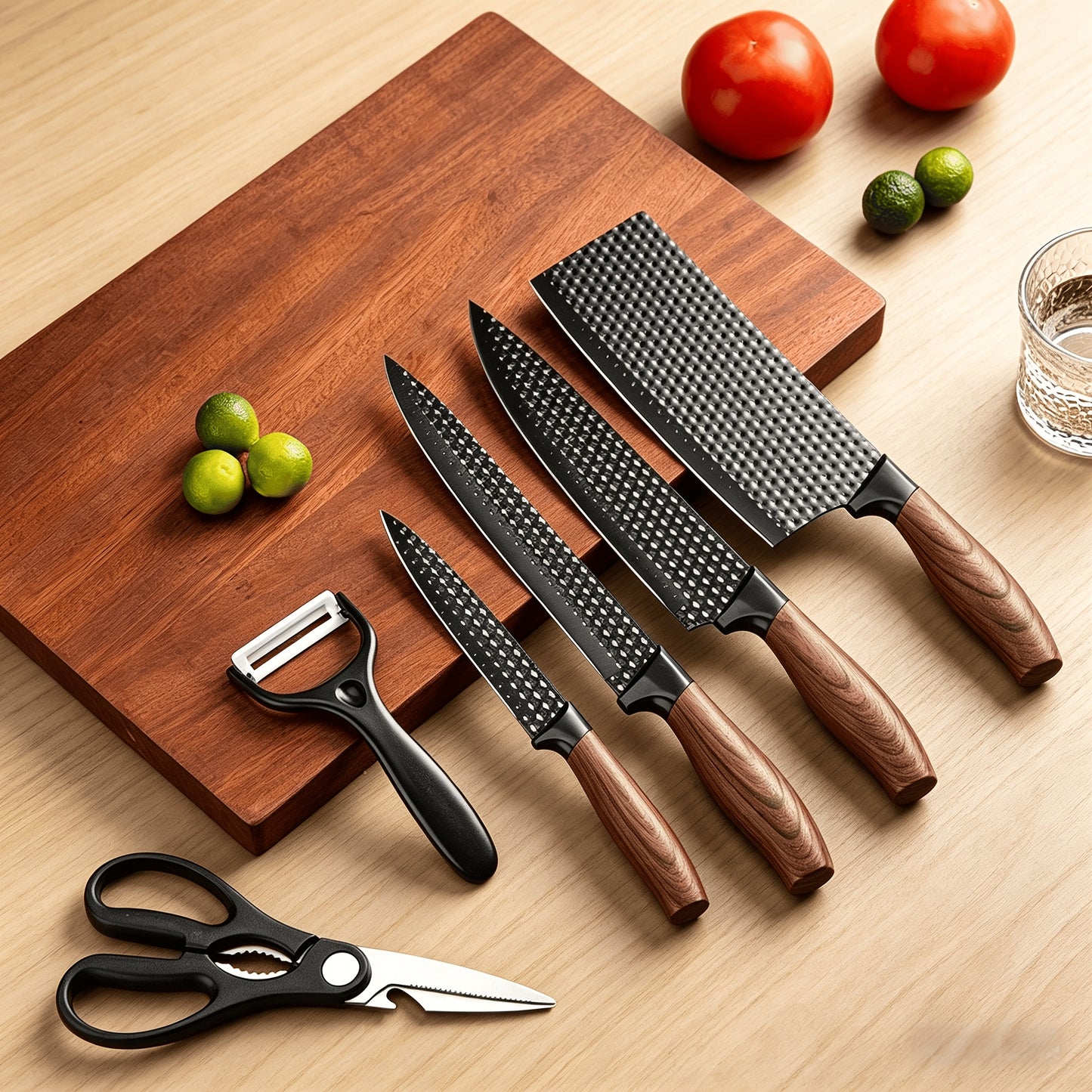 6 Piece Kitchen Knife Set Ultra-Sharp Carbon Steel – Non-Slip Handles, Rust-Resistant, Elegant Gift Box, Professional Chef Knives for Home Cooking Camping BBQ | Canada