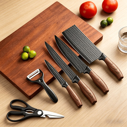 6 Piece Kitchen Knife Set Ultra-Sharp Carbon Steel – Non-Slip Handles, Rust-Resistant, Elegant Gift Box, Professional Chef Knives for Home Cooking Camping BBQ | Canada