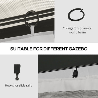 Gazebo Privacy Curtains 4-Panel with Zipper – Replacement Side Panels for 10’x12’ Gazebo or Pergola, Durable Polyester Fabric, Hooks & C-Rings Included, Wind & Sun Protection – Brown