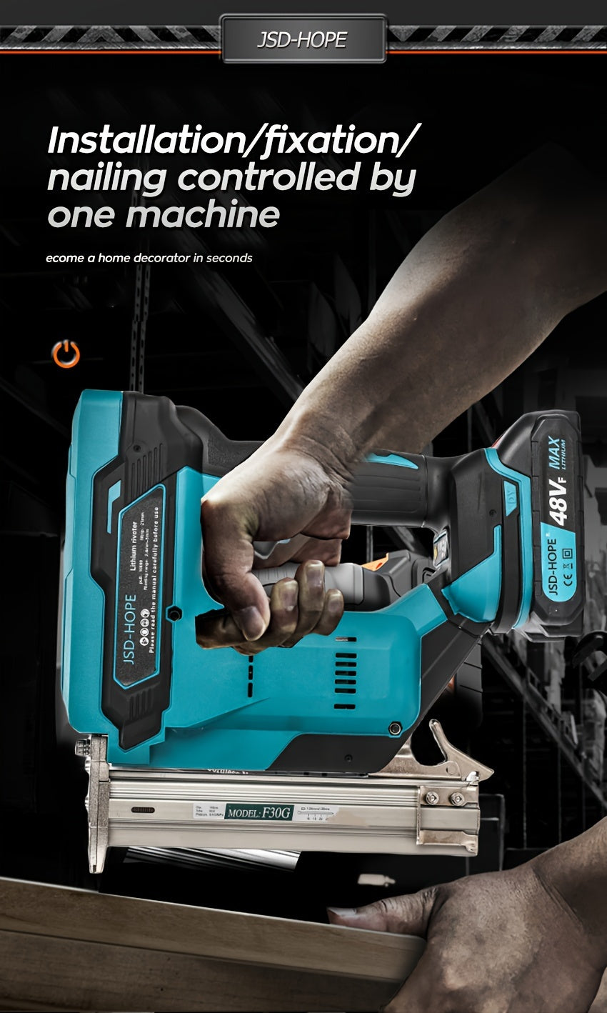 18 Gauge Electric Nail Gun, Cordless Nail Gun With Battery 2.0Ah, Compatible With Makita 18V/40V Batteries, 2-in-1 Electric Nail Gun, 2 Mode, Fits 5/8" To 1-1/4" Nails, For Woodworking, Home Renovation & Projects