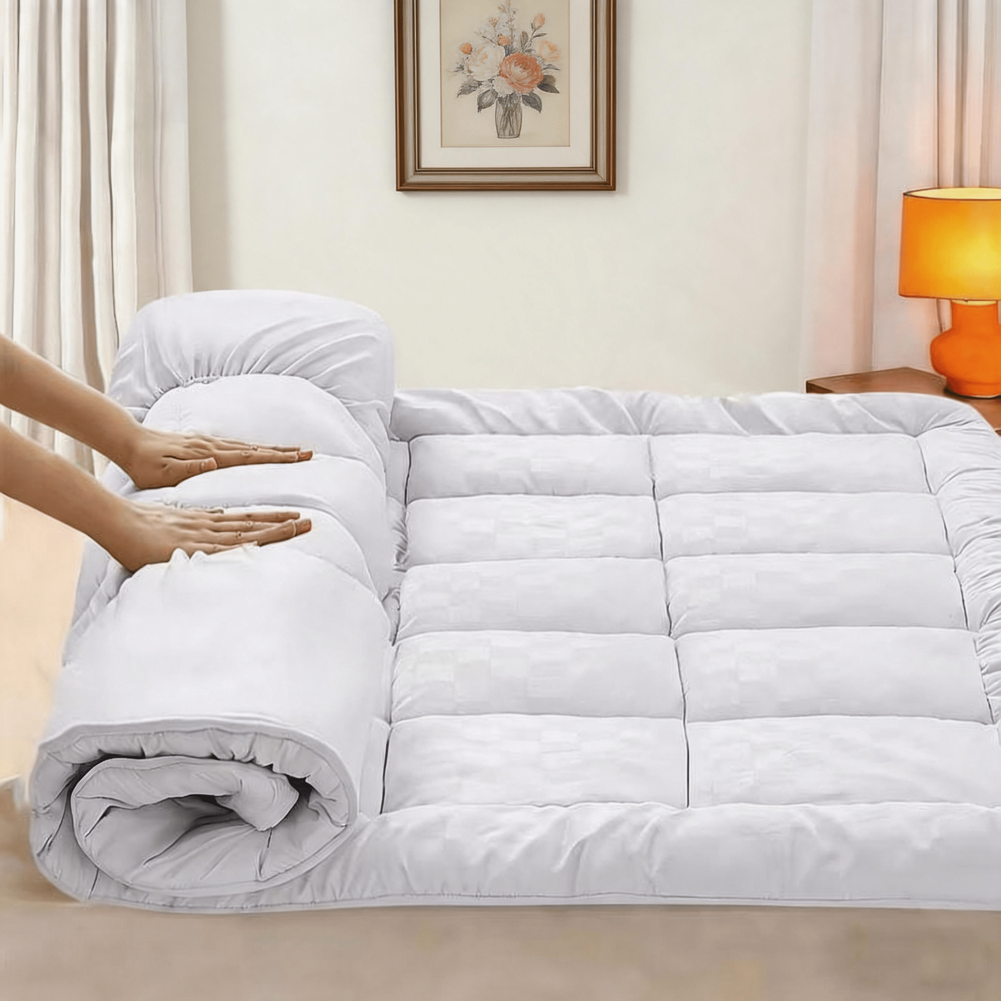 Cooling Quilted Mattress Topper Deep Pocket – Fitted Mattress Pad Cover, Machine Washable, Fits Up to 21" Beds, Temperature Regulation, Twin Full Queen King – ShopVora CA