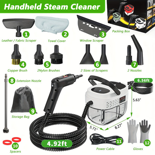 2500W Handheld Steam Cleaner with 54.1oz Large Water Tank – High Pressure Portable Steamer, 3-Level Adjustable Handle for Home, Car Detailing, Bed Bugs, Furniture & Grout | ShopVora CA