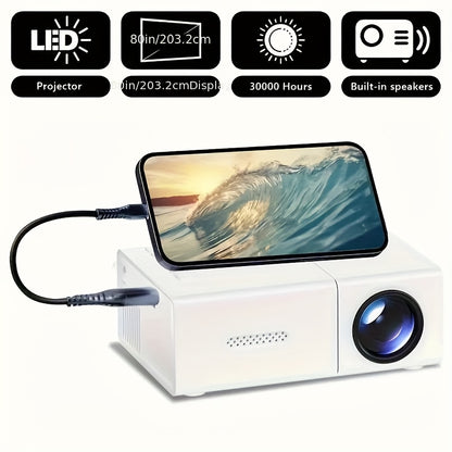 Portable Mini Projector Native 1080P, Compact Cube Home Theatre Projector with Remote Control, USB Powered, Compatible with iOS Android Windows PS4 HDMI USB – Indoor Outdoor Movie Projector