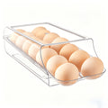 Lear Plastic Egg Holder for Fridge, Automatic Rolling Egg Container for Refrigerator, Stackable 14-Count Eggs Organizer with Removable Inner Tray, Fridge Organizers And Storage, 1/2Pack