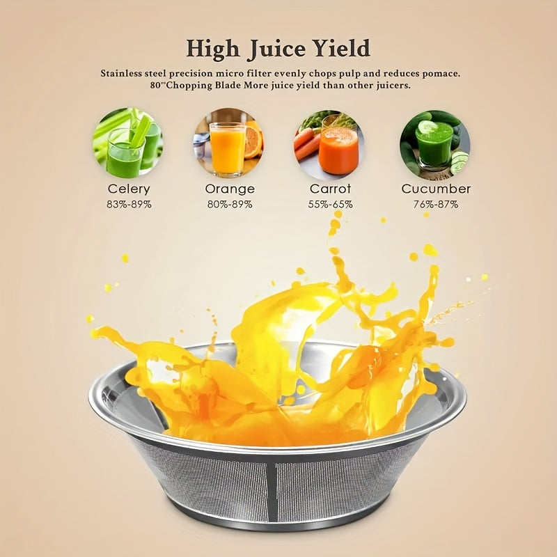500W High-power Centrifugal Juicer With 3-inch Wide Inlet Groove, Stainless Steel, Free Of Bisphenol A, Including Measuring Cup And Discharge Cover, Is An Ideal Choice For Quick And Easy Juicing. Vegetable Juicer | Stainless Steel Design