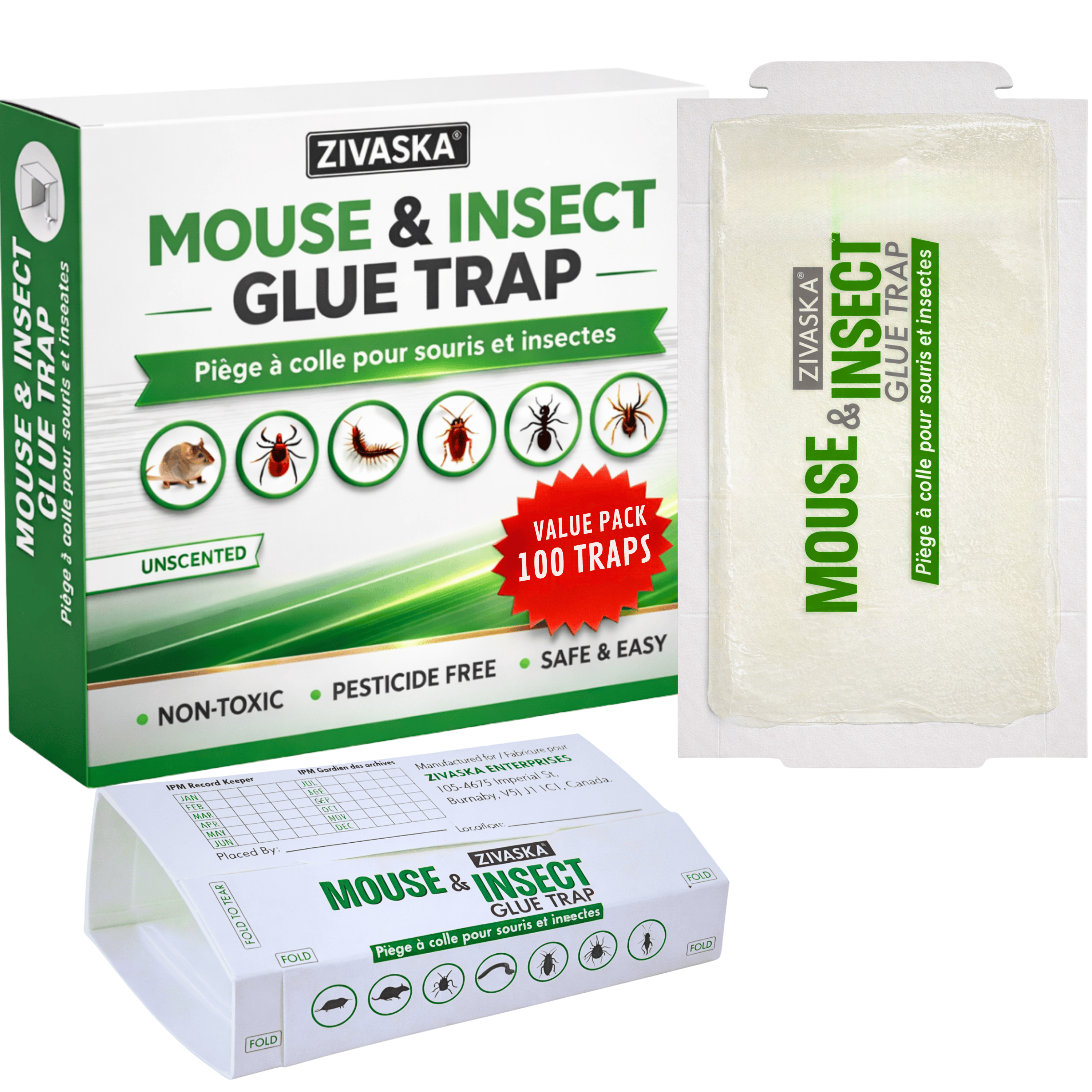 Sticky Mouse & Insect Glue Traps – Foldable Adhesive Capture Boards for Indoor Monitoring, Chemical-Free Unscented Mouse Sticky Traps, Flat or Tunnel Use for Kitchen Garage Storage Room – 15/50/100 Pack