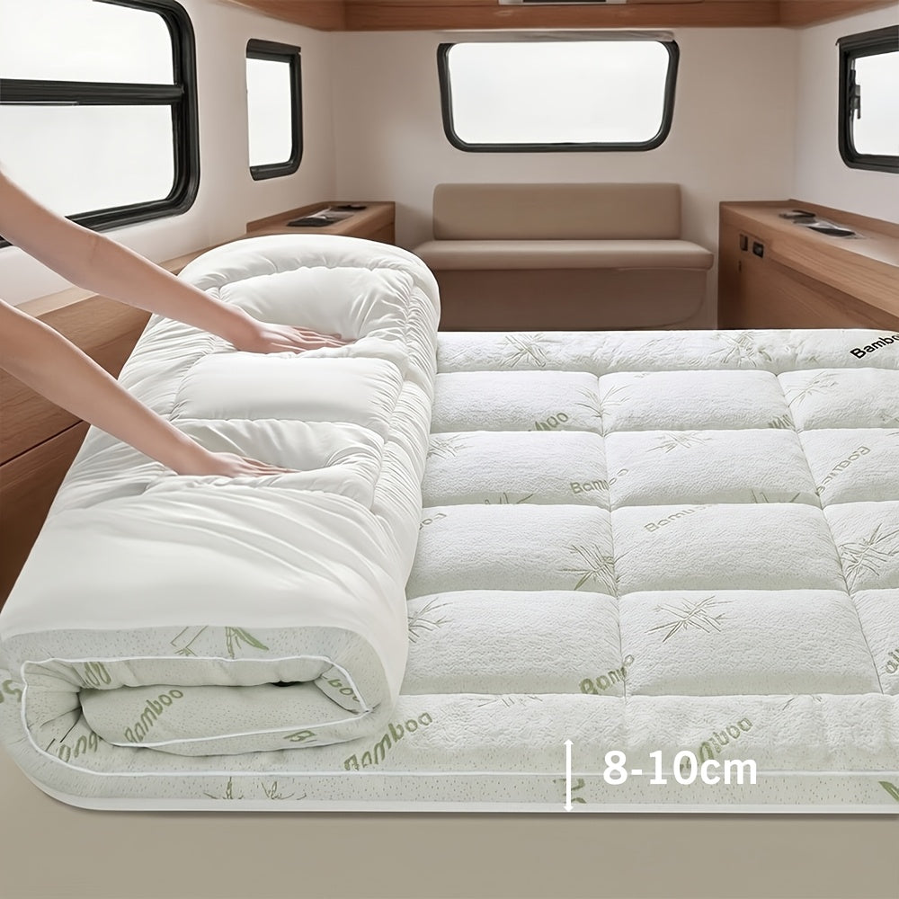 Bamboo Mattress Topper, 1500 GSM Breathable Mattress Pad, 8-20"Deep Pocket Rv Accessories Must Haves, Mattress Pad with High Quality & Moisture-Proof BottomSoft Quilted Fitted Mattress Cover, Camping Stuff Clearance