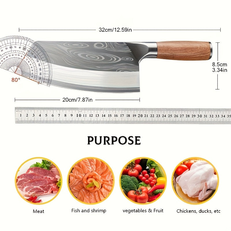 7-inch Vegetable Meat Cleaver Knife Chef Knife Sharp Blade Slicer Chinese Cleaver Chopping Knives Butcher Kitchen Knife Superior Class Stainless Vegetable Kitchen Knife Home Restaurant German Steel Kitchen Knife Utility Knife Cooking Tools Cutter