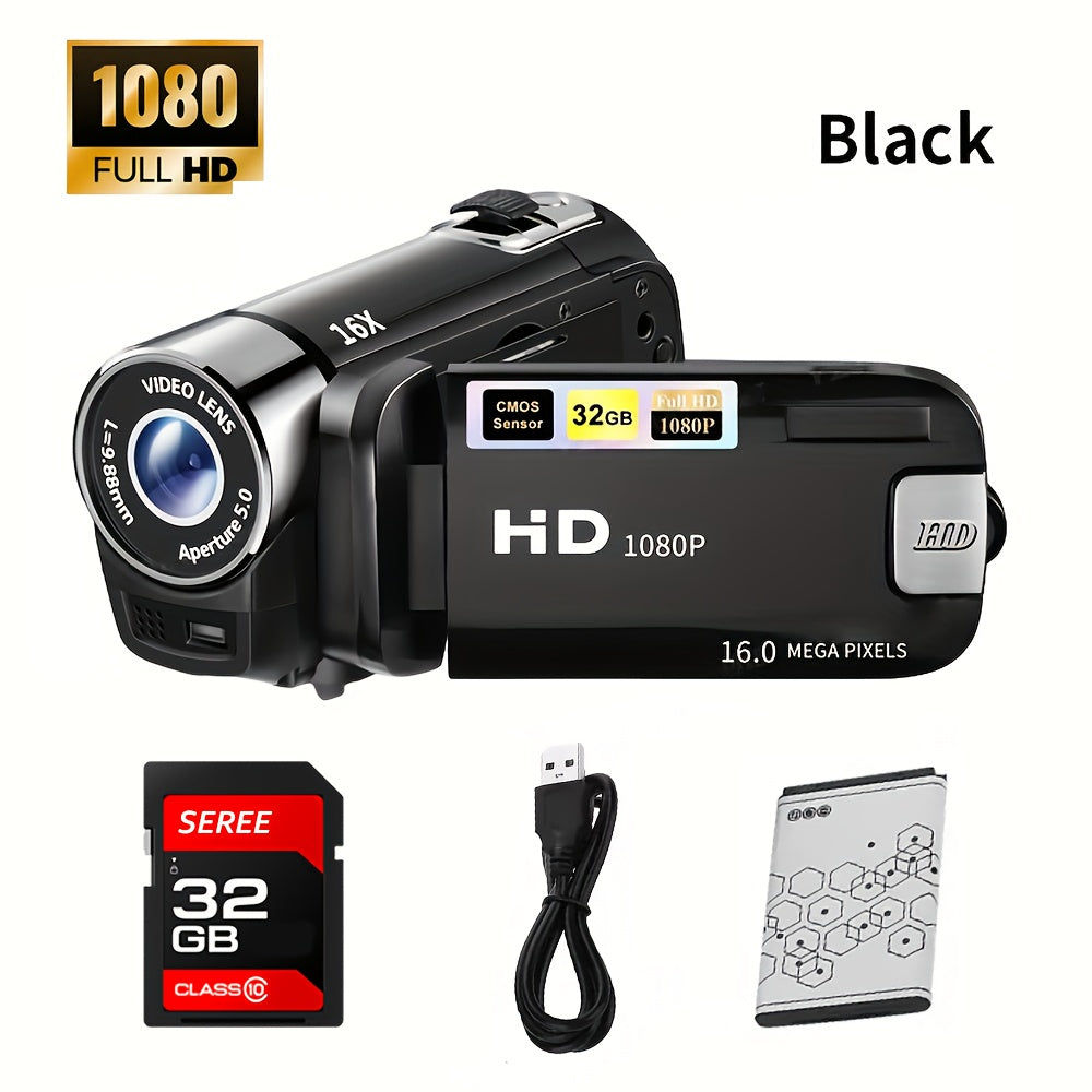 Latest 270° LED Flip Screen Digital Camera | Camera for Photography (cameras, Camaras Fotograficas): 16x Zoom, 1080P Full HD, 2.7" Display, HD Wide Angle Lens. Perfect for Outdoor Shooting, One-Touch Photo Upload to Phone, 2-in-1 Camera & Camcorder