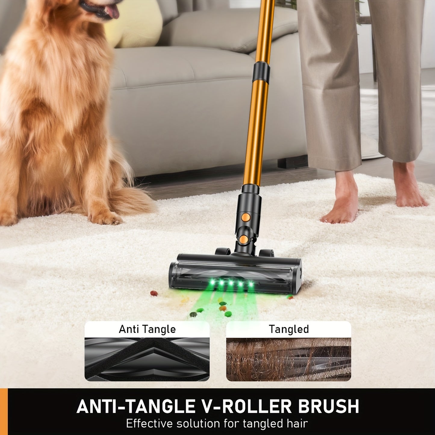 8-in-1 Cordless Stick Vacuum with 3 Suction Modes & Anti-Tangle – Lightweight LED Display Vacuum Cleaner for Hard Floor, Carpet & Pet Hair, Pink Red Blue | ShopVora CA