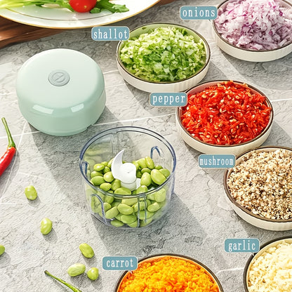 Electric Garlic Chopper Rechargeable Mini Food Chopper 8.45oz – Portable Garlic Mincer for Garlic, Chili, Onion, Meat & Nuts, USB Rechargeable Kitchen Gadget with Bonus Fridge Magnet, Green or White