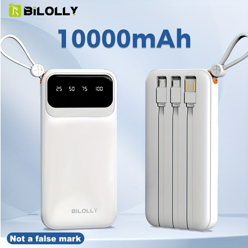 Ultra-Thin Power Bank 10000mAh 20000mAh with Built-In Charging Cable - Slim Portable Charger 5V/2A Fast Charge, LED Display, Dual USB, for iPhone Android iPad Travel Outdoor Canada