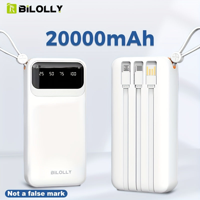 Ultra-Thin Power Bank 10000mAh 20000mAh with Built-In Charging Cable - Slim Portable Charger 5V/2A Fast Charge, LED Display, Dual USB, for iPhone Android iPad Travel Outdoor Canada