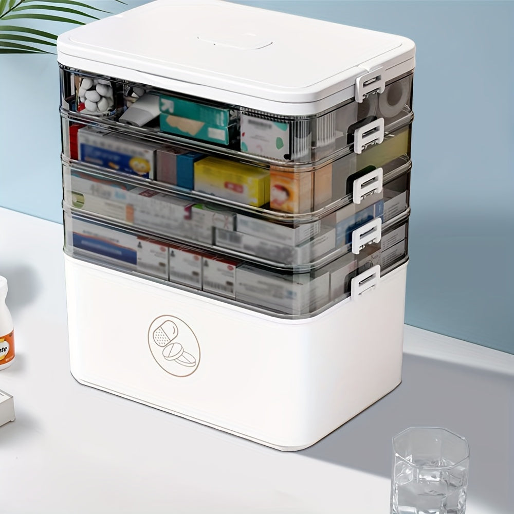 Spacious Multi-Tiered Organizer Box, Perfect for Home And Travel, Storage Container - Easy to Maintain, Ideal for Organizing Pills, Office Materials, Sewing Tools, And Bathroom Items