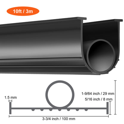 Garage Door Bottom Weather Seal – U-Shape + O-Ring Combo, 10/16/20 ft Weatherproofing Strip, 3-3/4" Wide, 7-Layer Insulation, Blocks Air, Dust & Insects for Garage, Warehouse & Roll-Up Doors