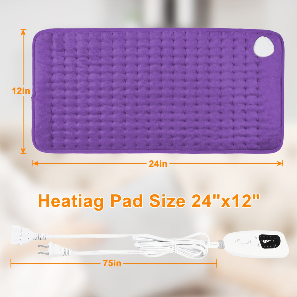 Heating Pad, Back Heating Pad 24 "x12" - Portable, Fast Heating Pad, 6-speed Heating Settings, Automatic Shutdown, Machine Washable, Used For Neck, Shoulder, Abdomen, Leg, Dry And Wet, Heating Blanket, Holiday Gift For Family, Christmas Gift