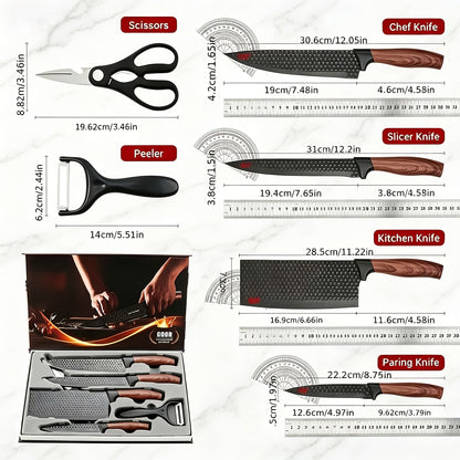 6 Piece Kitchen Knife Set Ultra-Sharp Carbon Steel – Non-Slip Handles, Rust-Resistant, Elegant Gift Box, Professional Chef Knives for Home Cooking Camping BBQ | Canada