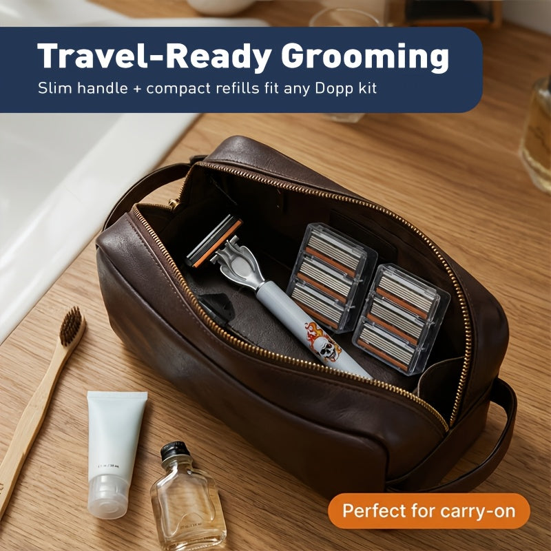 Men's Stainless Steel Manual Razor Set - 1 or 2 Handles with 18/36/54 Replacement Blades, High-Quality Manual Shaver Kit for Men, Close Shave Razor with Bulk Blade Pack Value Set