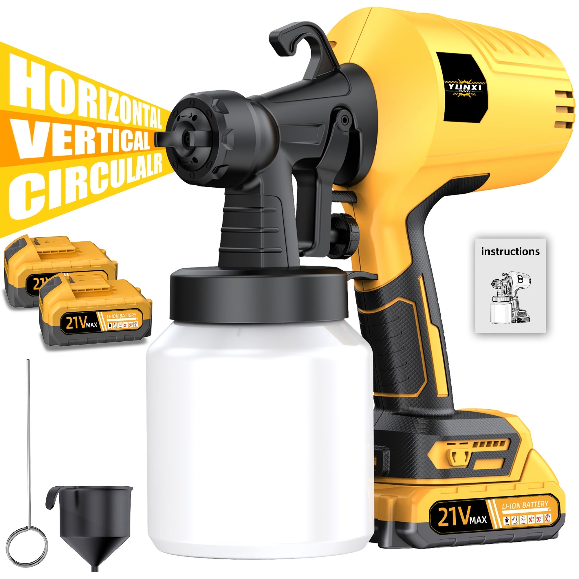 Cordless HVLP Electric Spray Paint Gun with Battery – 3 Spraying Modes, 27oz Container, Easy Clean – Paint Sprayer for House, Furniture, Cabinets, Fences, Walls & Doors