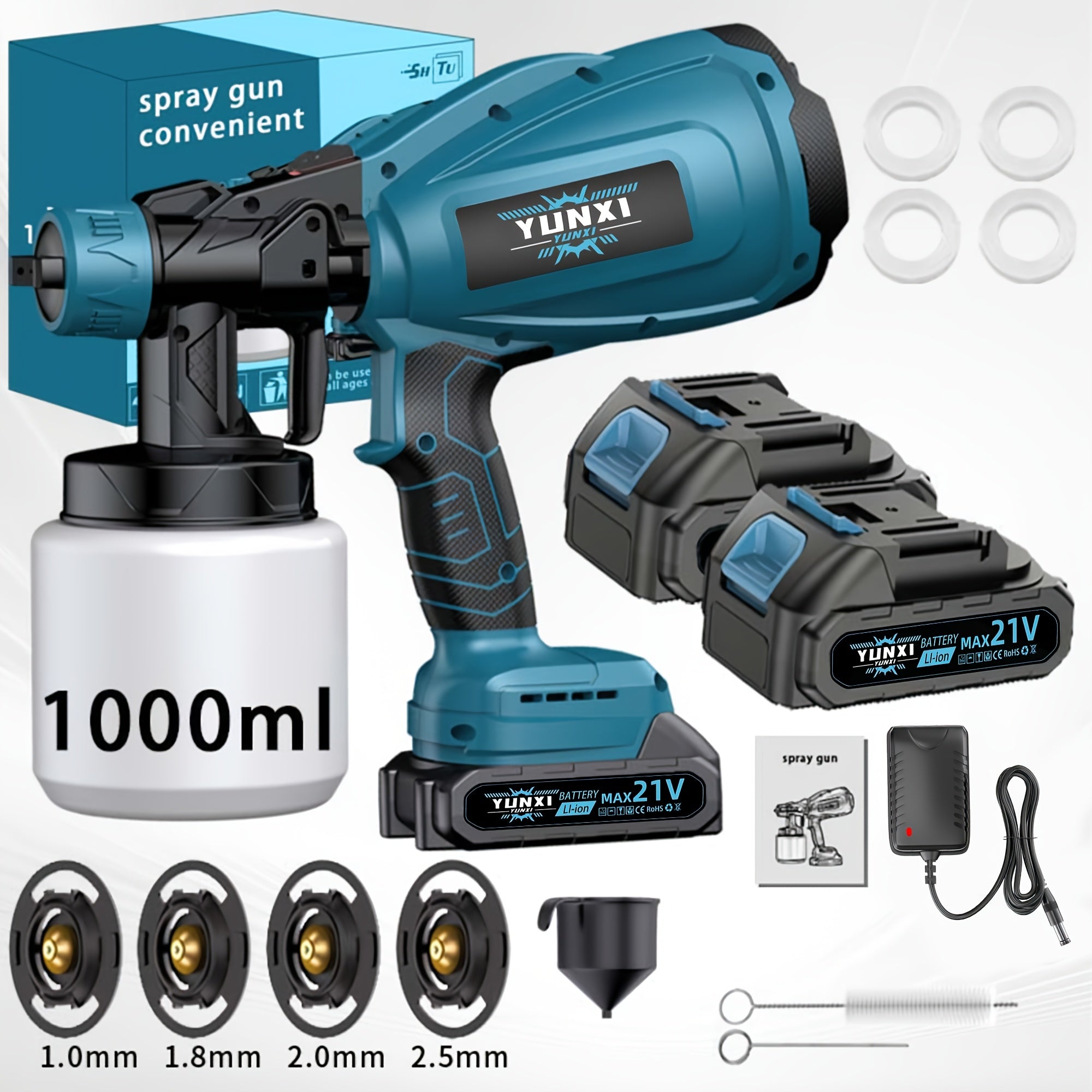 Cordless Electric Paint Spray Gun - Rechargeable Lithium Battery HVLP Sprayer for Home Walls, Furniture, Cabinets, Fences & Doors - Wireless High-Voltage Airless Painting Tool, Easy to Clean