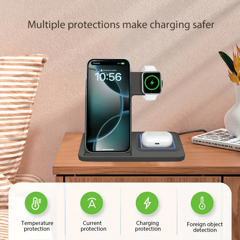 【Father's Day】Neohost 3-in-1 Wireless Charging Station for iPhone/Compatible with Phone 17, 16, 15 Pro Max, 13, 12, 11/Watch Series 10, 9, 8, 7, 6, 5, 4, 3, 2 & Ultra Models/Auto Accessories.A perfect mother's day gift