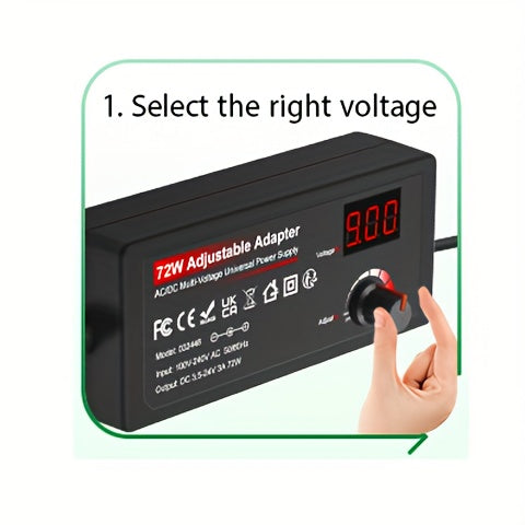 Adjustable DC Power Supply Adapter 72W 3-24V with LCD Display – AC 100-240V to DC Knob-Adjustable Power Adapter, 14 Connector Tips, Polarity Converter, for LED Strips, Routers, Smart Devices Canada