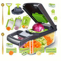 18pcs Vegetable Chopper W/Container, Cheese Grater Hand Crank, Box Mandoline Slicer Food Cutter Shredder Mandolin for Veggie Onion Salad Fruit Potato (Kitchen Gadget & Essential)