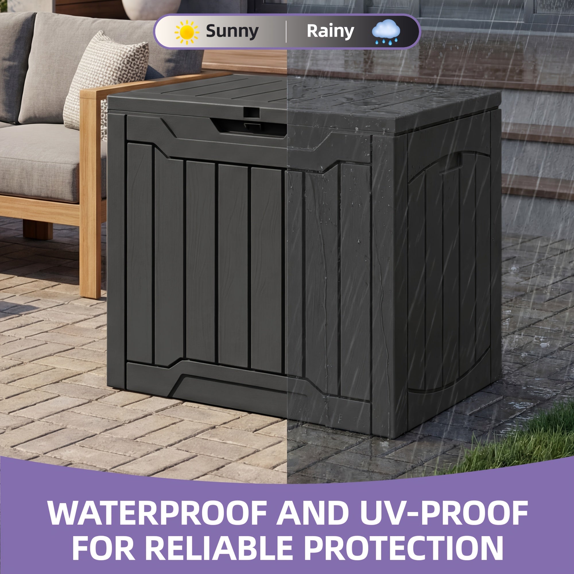DWVO 51/80/150/180 Gallon Outdoor Storage Box, Waterproof Resin Deck Box, Patio Poolside Table And Bench, Weatherproof Storage Organizer for Garden Tools, Pool Supplies, Patio Additions