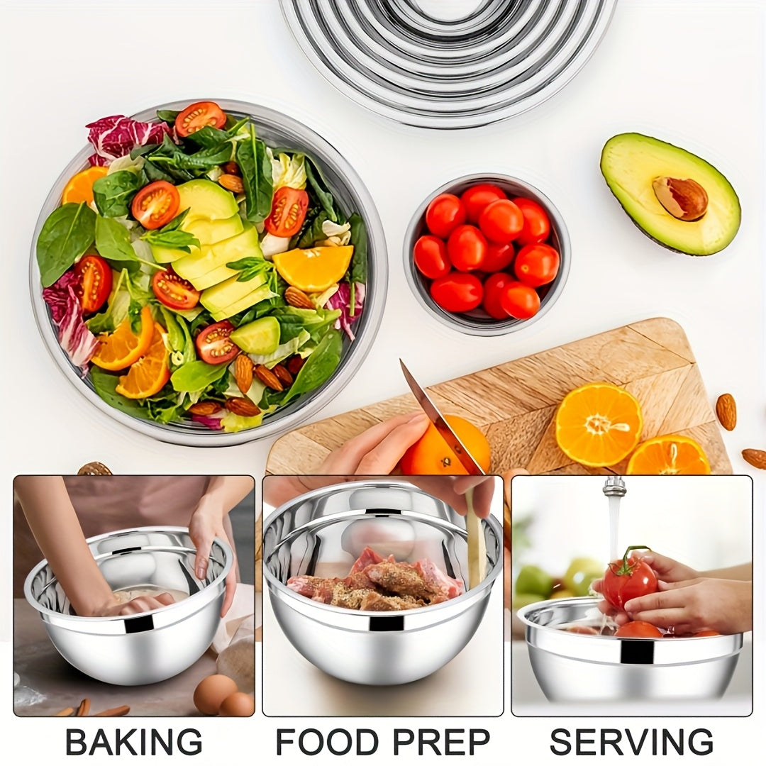 Mixing Bowl with Airtight Lid, Set of 14pcs Stainless Steel Bowls (7 Bowls And 7 Lids), Sizes 5, 3.7, 2.8, 2.3, 1.7, 0.7QT, Perfect for Mixing And Serving, Stainless Steel Bowl Set, Stainless Steel Basin Set