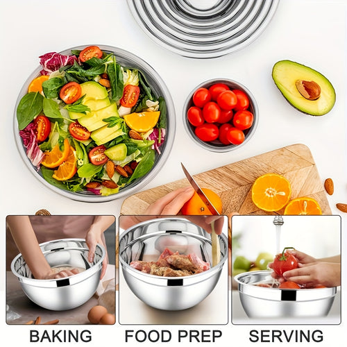 14-Piece Stainless Steel Mixing Bowl Set with Airtight Lids – 7 Nesting Bowls 0.7-5QT for Baking Salad Serving Food Prep, Space-Saving Black Kitchen Bowl Set | Canada