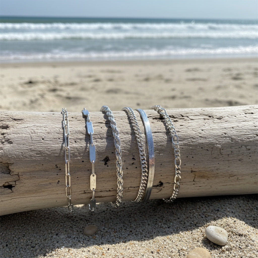 5pcs S925 Pure Silvery Figaro Chain Bracelet - Perfect Gift for Men and Women, Classic Hip Hop Style, Suitable for Daily/ Party Wear, Neutral Accessories, Daily Jewelry, Eternal Design, Fashion Accessories, Exquisite Craftsmanship, Durable Jewelry