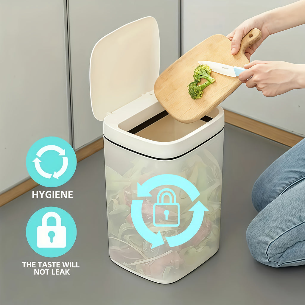 Smart Touchless Sensor Trash Can with Lid - Hands-Free Automatic Operation, Odor-Sealing Lid & Quiet Close, Battery- (AA Not Included) - 3.17gal/4.23gal/4.49gal Slim Modern White/Black Automatic Bin for Kitchen, Bathroom, Office - Sensor-Activated