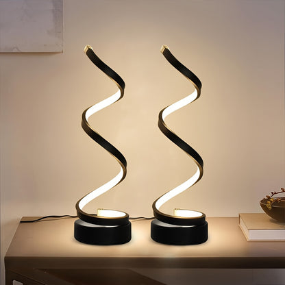 Spiral LED Table Lamp Dimmable – Push Button Desk Light with Metal Base for Bedroom, Living Room, Office & Coffee Shop Décor – Unique Birthday, Christmas & Valentine’s Gift (1pc or 2pcs)