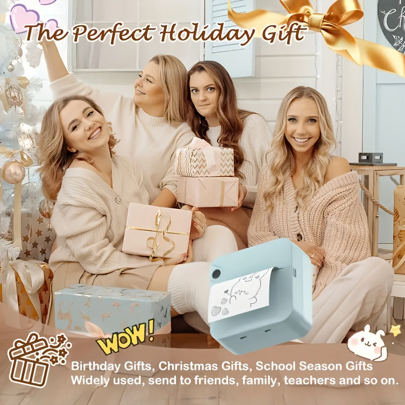 Inkless Sticker Printer Mini Thermal Printer with Roll Of Thermal Paper, Pocket Printer, Smart Portable Receipt Printer for Photos, Diaries, Notes And Preparation