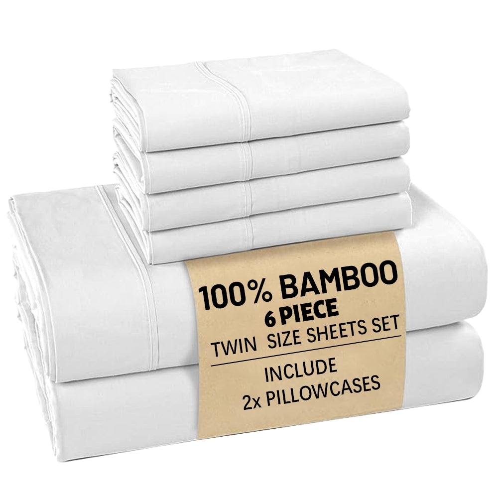 2200TC Luxury 100% Viscose from Bamboo Sheets Set - 4/6pcs Bed Sheet Set Ultra Soft Bamboo Sheet - Super Cooling & Breathable - Perfect for Hot Sleepers Hotel-Quality Bedding Sheets Set Bamboo Sheets Sets King Size Queen Bamboo Sheets All-Season Bed