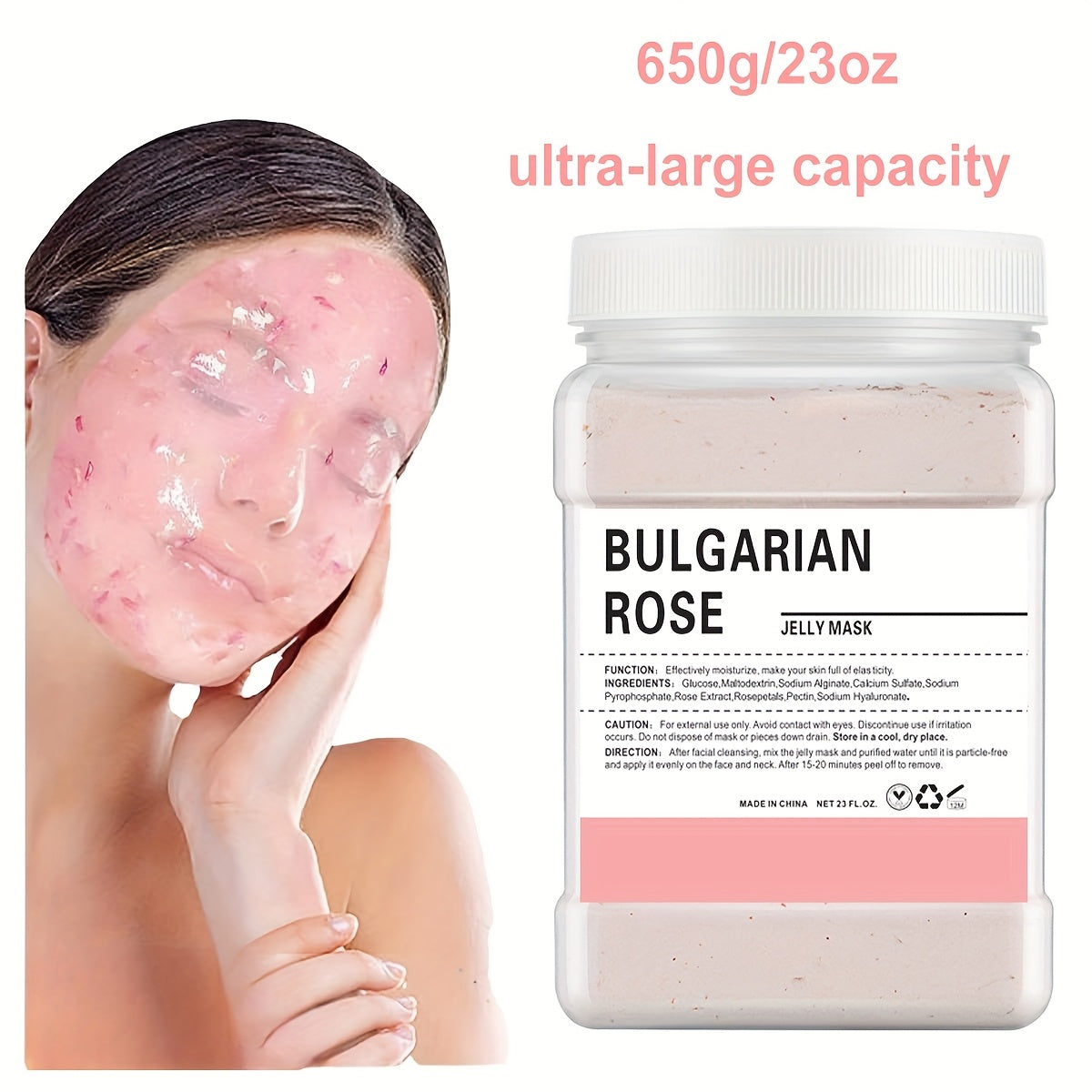 Jelly Mask Powder 650g Super Large – Hyaluronic Acid, Collagen, Vitamin C, Rose & Tea Tree – Moisturizing Firming Facial Mask for Spa & Home Skincare, Perfect Beauty Gift