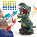 Dinosaur Shooting Game Toy with 48 Bullets Googles & 2 Launchers, Movable Dino Shooting Toy with Sound Light & Spray Boys Toys for 3 Ages And Up