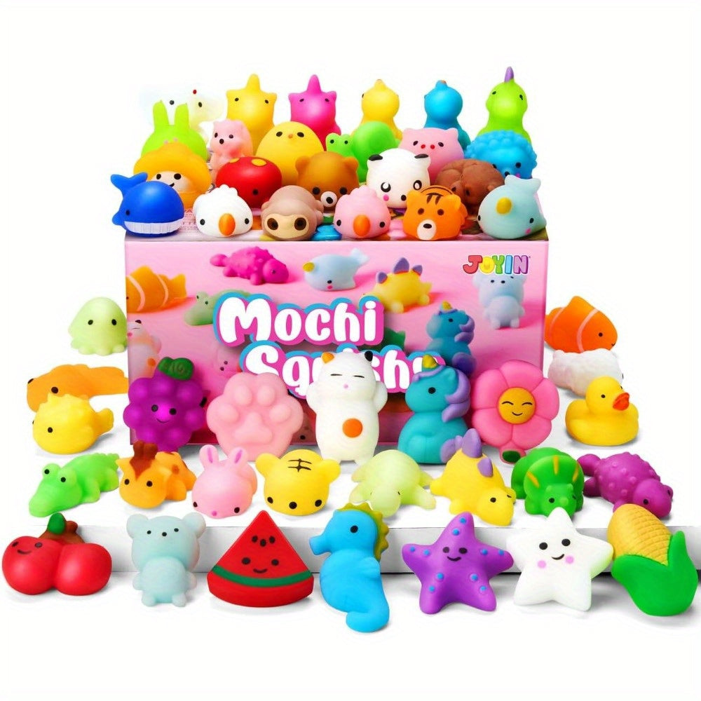 25pcs SYNCFUN Mochi Squishy Toys Suitable for Kids, Mini Squishy Mochi Relax Sensory Fidget Toys with TPR Material, Kawaii Party Favors for Birthday Gifts, Classroom Prizes, Basket Stuffers & Goodie Fillers (Random Assortment)