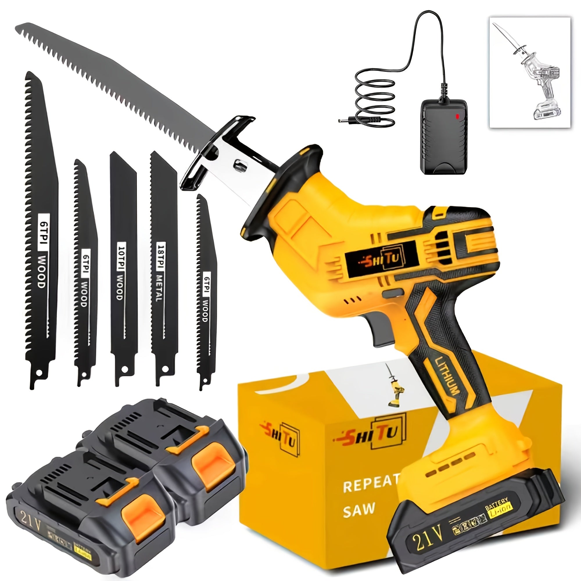 Cordless Reciprocating Saw – Lithium-Ion Battery, Electric Saw for Cutting Trees, Wood & Soft Metal, Portable for Home & Outdoor Use, Gift for Men, Boyfriends & Fathers
