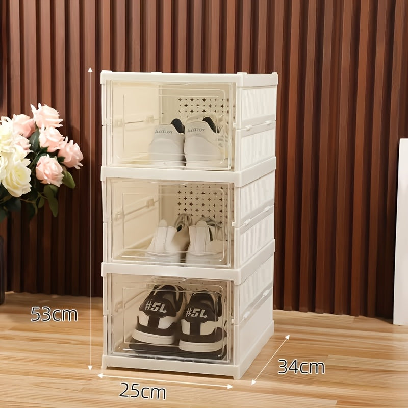 Foldable Transparent Shoe Box 3 6 Tier Stackable Shoe Storage Organizer Dustproof Breathable with Lid No Assembly Freestanding Plastic Shoe Rack - Space Saving Large Capacity, Canada