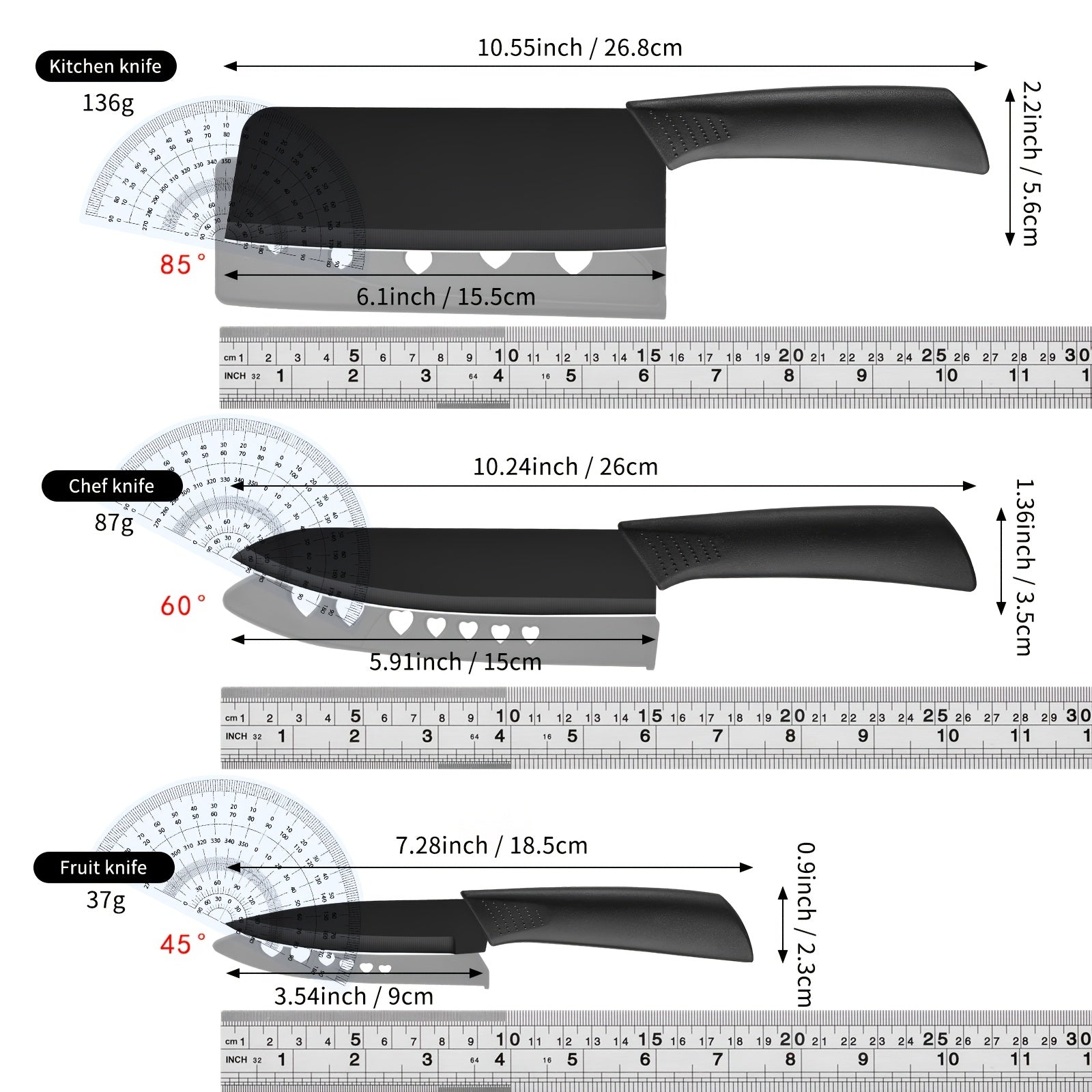 This Set of Black Stainless Steel Kitchen Utensils, Which Is 3/15 of The Total, Comes with a Built-In Sharpening Block And Is Dishwasher Safe. It Includes a Chef'S Knife, a Peeler, a Utility Knife, And More