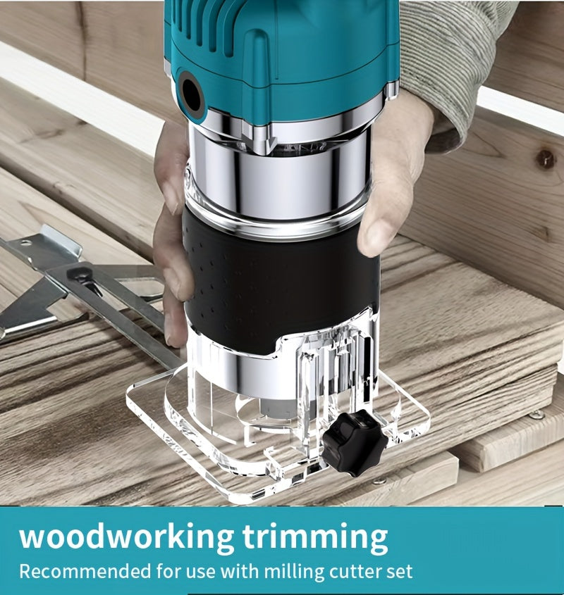 Woodworking Router, Compact Woodworking Edge Trimming Router Tool Milling Cutter Set Suitable for Chamfering Or Digging Holes in Woodworking And Fine Woodworking